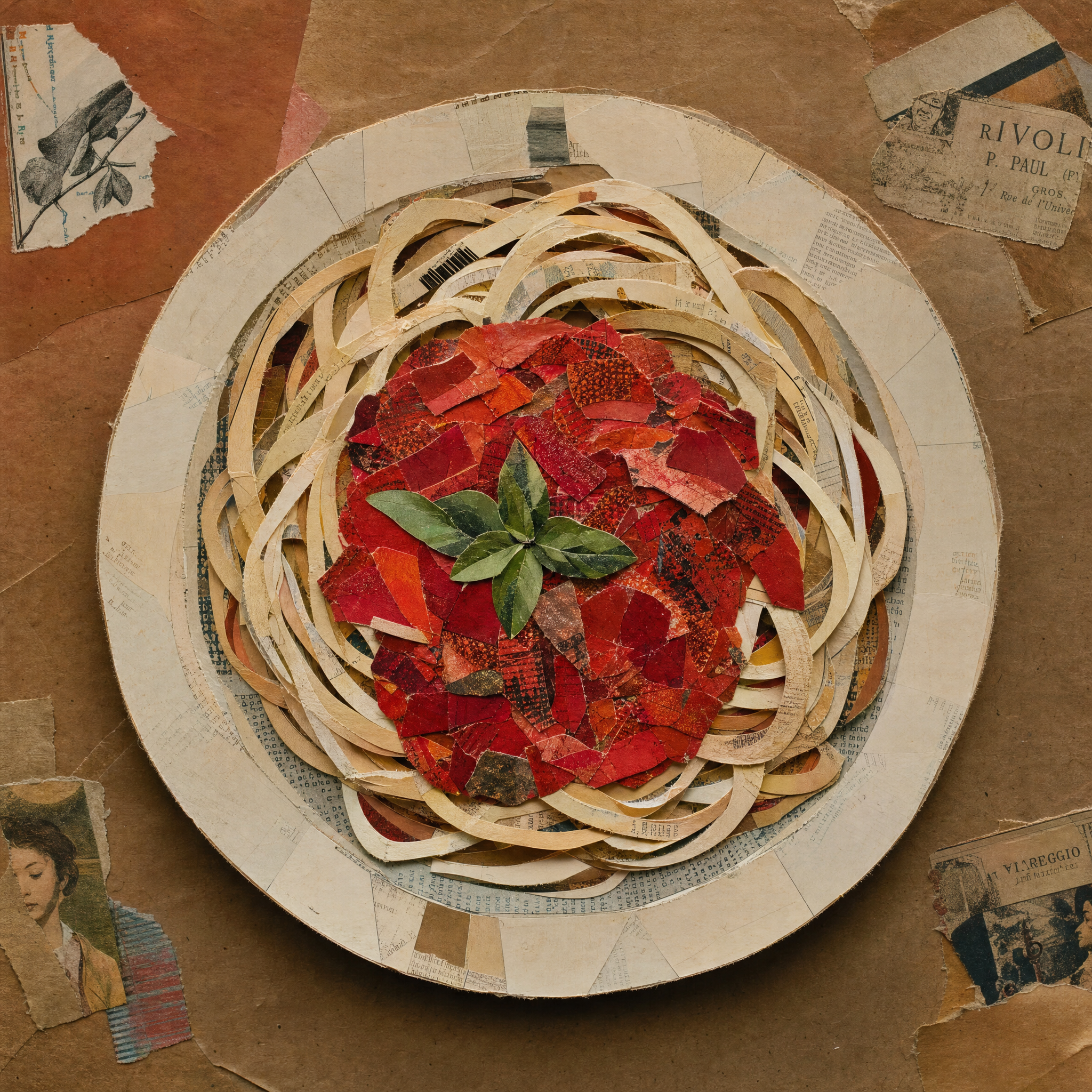스파게티 paper collage animation sequence